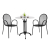 OUTDOOR DINING SET FB911881 3PCS ROUND TABLE WITH WHITE MARBLE-BLACK METAL ARMCHAIRS