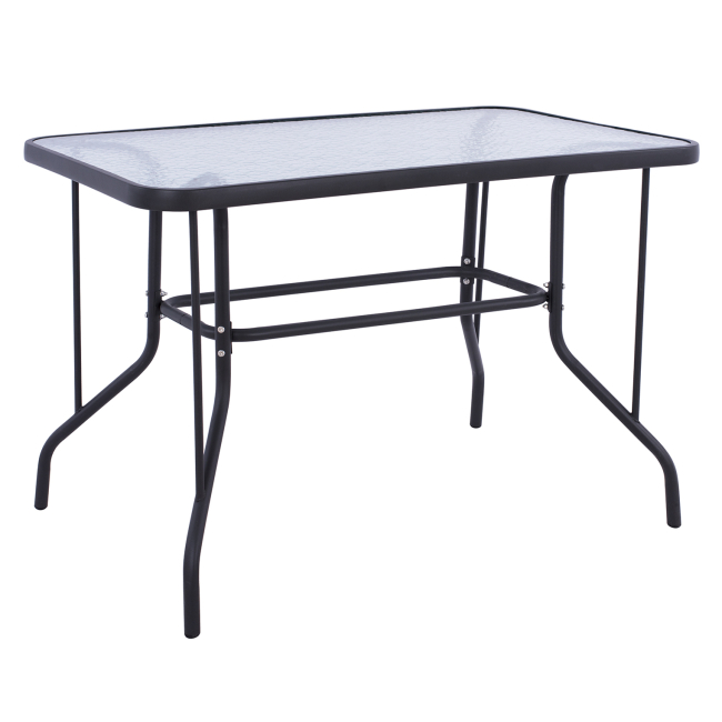 OUTDOOR METALLIC TABLE FB95020.01 DARK GREY WITH SAFETY GLASS TOP 110Χ60Χ71Hcm.