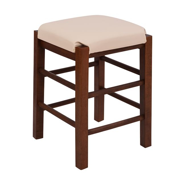 Stool Bar Tino Low Walnut From Solid, Cream Color Backless Bar Stools