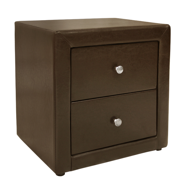 Bedside table Mone FB92219.01 with 2 drawers from dark brown PU 48x41x50 cm