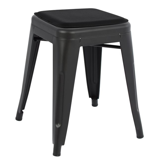 Stool Melita in black matte color and seat FB98064.22 39x39x46 cm