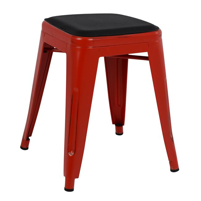 Stool Melita in red patina color and seat FB98064.77 39x39x46 cm