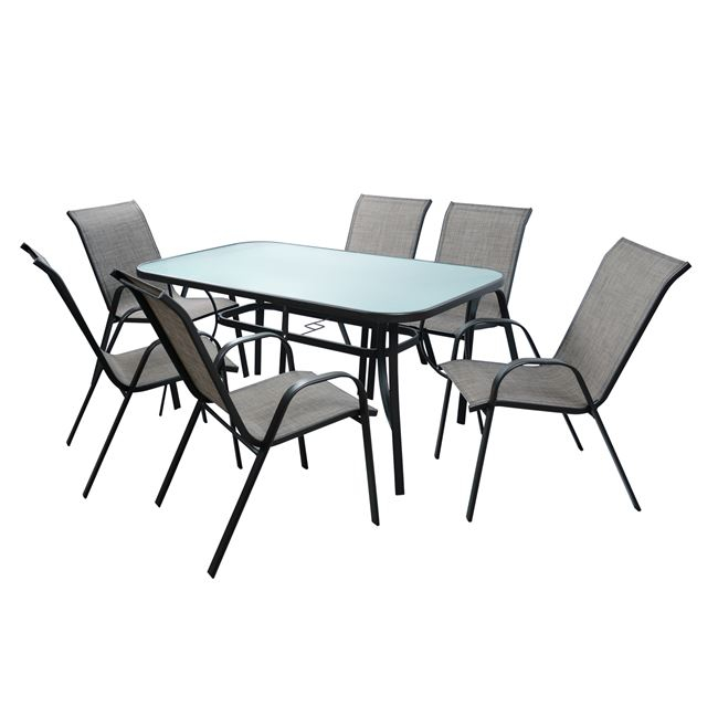 Set Dining Table 7 pieces 1Table & 6 chairs Grey FB95119.01