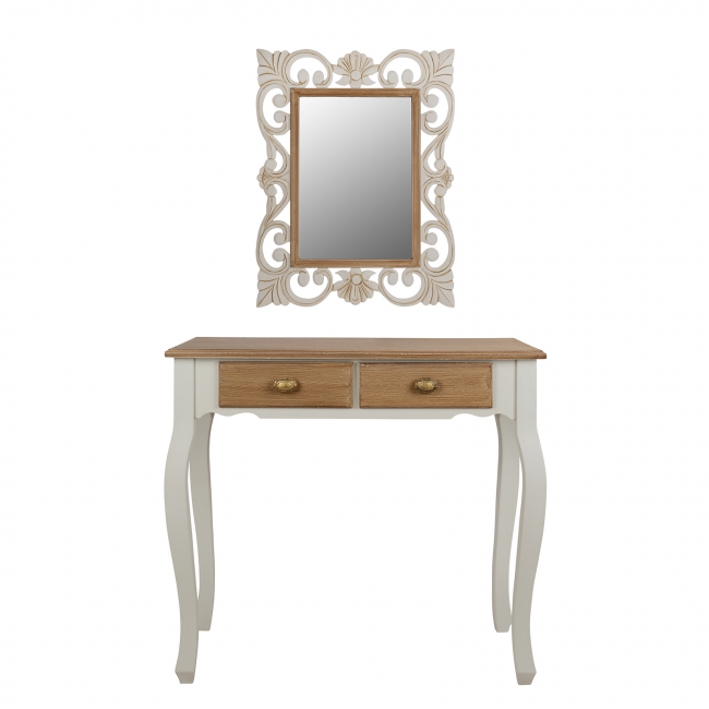 Console Melody with mirror Firenze in cream/brown patina FB910163 75x40x71cm
