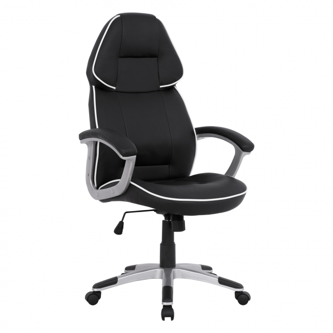 Office chair gaming bucket FB91007.04 black PU and white stripe 69x68x(119-127)cm