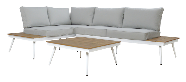 Corner Sofa Aluminum With Table For, 5 Seater Aluminium Garden Corner Sofa Set Grey Positano