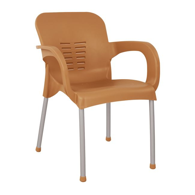 Polypropylene armchair FB95592.03 wood color with aluminum leg 59x58x81 cm.