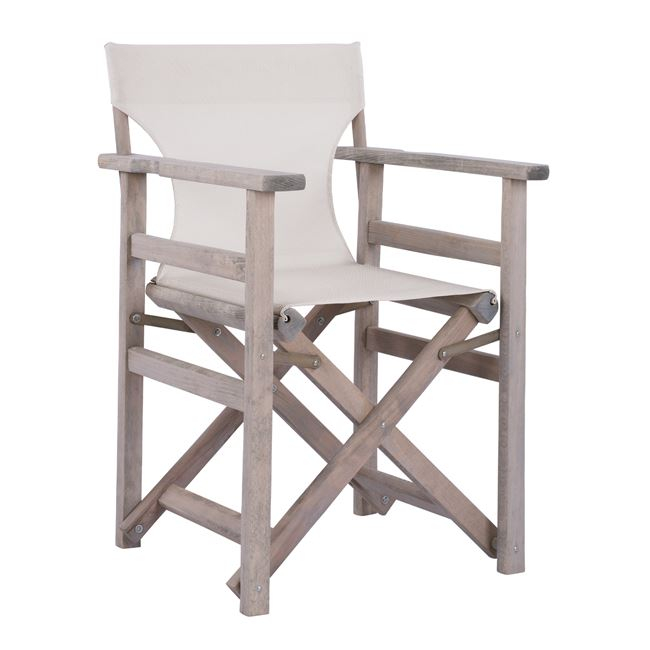 Director's armchair Grey impregnation Limnos with textline cream FB910559.60 57x54x88.5 cm.