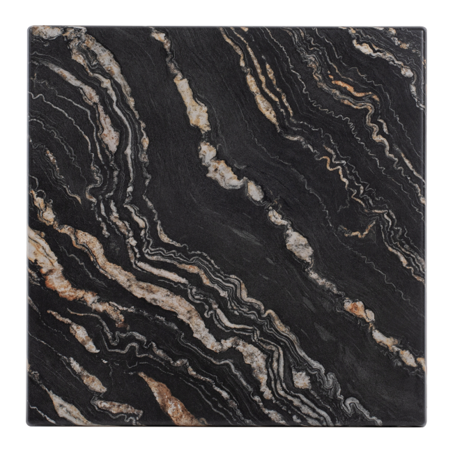 TABLETOP SQUARE FB95231.15 WERZALIT 80X80cm. BLACK GOLD MARBLE 5787