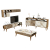 LIVING ROOM COMPOSITION FB911845.03 3PCS WALNUT-WHITE MARBLE LOOK